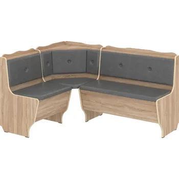 Max-i Rohová jídelní lavice BRITANI Zvolte barvu:: dub sonoma, Materiál: koženka - šedá