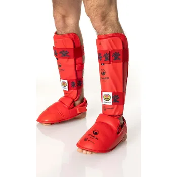 Chránič holeně pro bojový sport WUKF approved TOKAIDO chrániče holení a nártů na karate červené Velikost: M