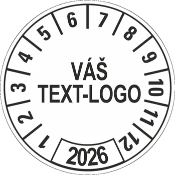 Samolepící etiketa Kontrolní štítek 2026 – Váš text/logo samolepící PVC fólie arch 30 ks - 25 mm