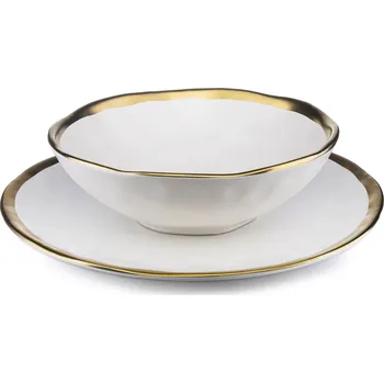 Talíř Sada 8 ks talířů LISSA bílá/zlatá