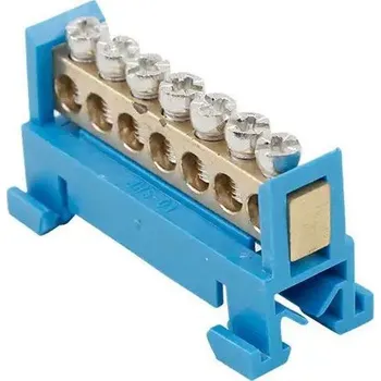 Nulovací můstek na DIN lištu FT030 7pólů modrý