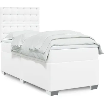 Postel vidaXL Box spring postel s matrací 90x200 cm umělá kůže [3293005] Barva: Bílá