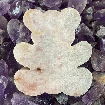 Drahý kámen Ametyst růžový medvídek KO6 cca 9,6 x 10,2 cm, 302 g