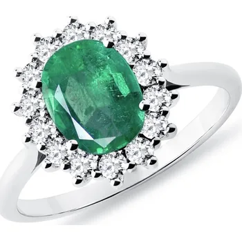Prsten Prsten se smaragdem a brilianty v bílém zlatě KLENOTA