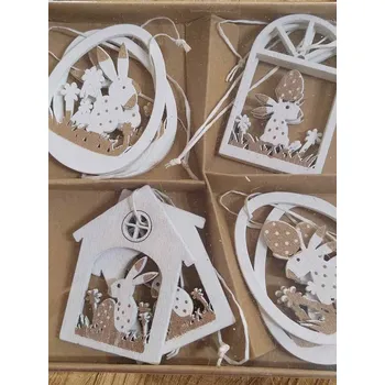 Dřevěná jarní dekorační sada se zajíčky