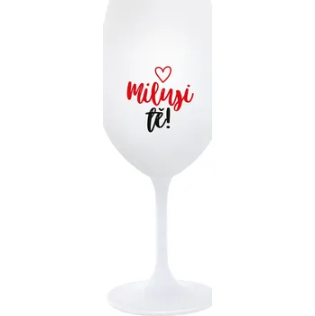 Sklenice MILUJI TĚ! (SRDÍČKO) - bílá sklenice na víno 350 ml
