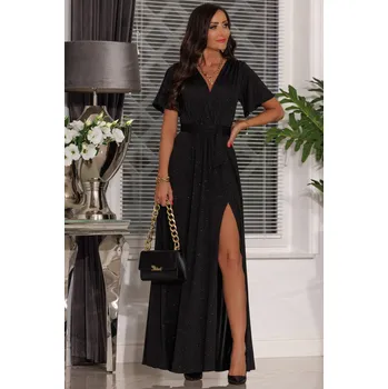 Dámské šaty Třpytivé šaty s páskem Bella, Černé Velikost: S (36-38)