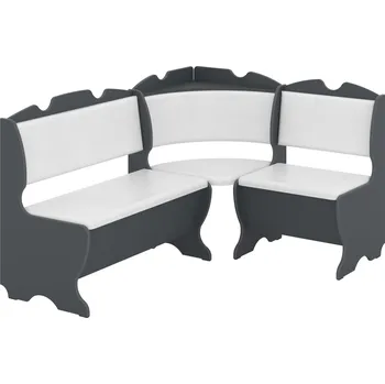 Max-i Rohová jídelní lavice ERLEND Zvolte barvu:: antracit, Materiál: koženka - bílá