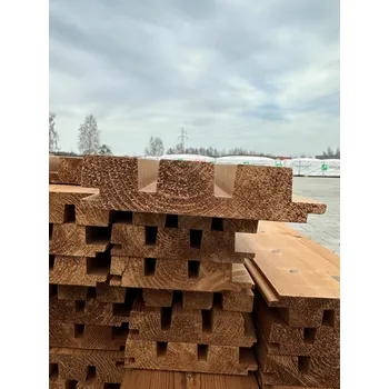 Obraz Fasádní obklad z přírodního dřeva HNĚDÝ 360 x 14,2 x 32 mm