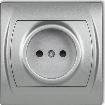 Elektrická zásuvka 7LGP-1 Zásuvka jednoduchá bez uzemnění 16A stříbrné svorky Karlik Logo