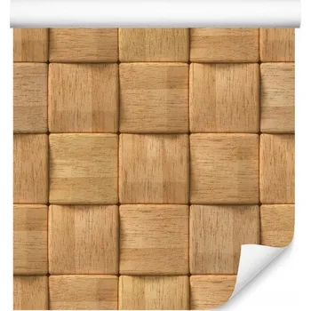 Fototapeta Tapeta do předsíně KOSTKA Dřevo 3D efekt