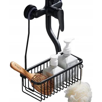 Koupelnový nábytek Závěsná polička na sprchovou baterii černá