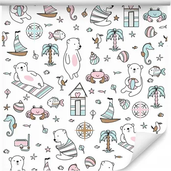 Fototapeta Tapeta do dětského pokoje lední medvěd pláž palmy