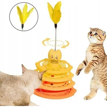 Hračka pro kočku Interaktywna hračka pro kočky pro kočky Hračka čtyřmi kroužky a peříčky