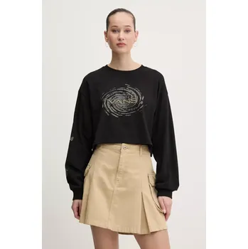 Oblečení a móda Bavlněné tričko s dlouhým rukávem Vans VN000MDBBLK1 černá 99X, vel. M