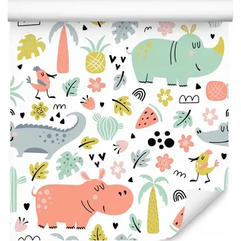 Fototapeta Tapeta do dětského pokoje ZVÍŘATA Palmy Kaktusy