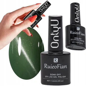 Přípravek na nehty LAHVOVĚ ZELENÝ HYBRIDNÍ LAK NA NEHTY S LESKEM UV LAK /L159