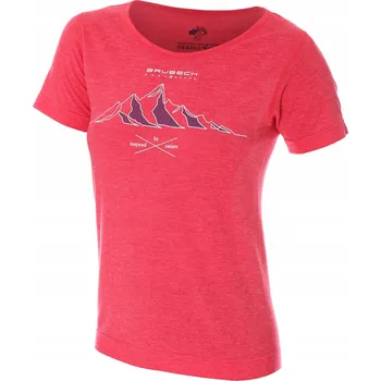 Dámské tričko Brubeck Dámské tričko s krátkým rukávem OUTDOOR WOOL malinové S