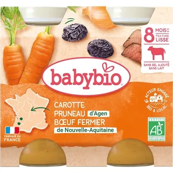 Babybio BIO Mrkev a sušené švestky s hovězím masem (2×200g)