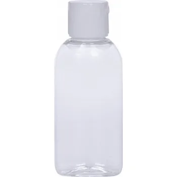 Láhev PET lahvička plochá 50 ml s bílým flip-top uzávěrem