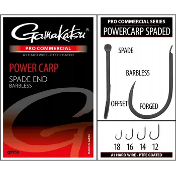 Rybářský háček Háčky Gamakatsu s lopatkou Pro-C Power Carp, velikost 14, bezokrajové