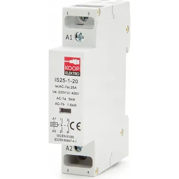 Stykač Stykač KOOP Elektro IS25 NA SZYNĘ TH35 2 TORY 1 FAZOWY 2xNO