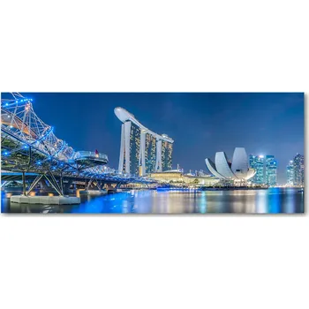 Obraz Lacobel ochrana stěny do kuchyně Singapur v noci XXL