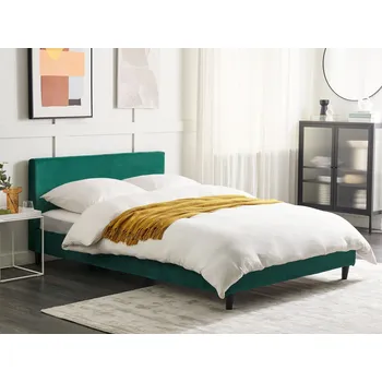 Postel Náhradní potah na postel tmavě zelená sametová látka 140 x 200 cm snímatelný pratelný ložnice Beliani