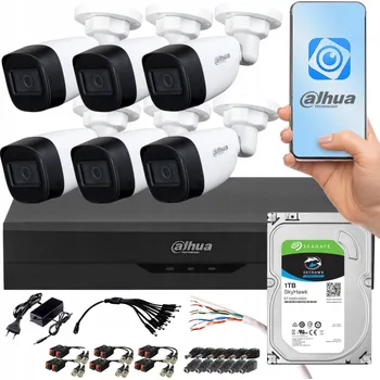 Bezpečnostní kamera Monitorovací sada Dahua XVR 1TB 6 tubusových kamer 5MPx 2.8mm