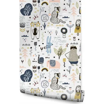 Fototapeta Tapeta pro děti barevná zvířátka rostliny les