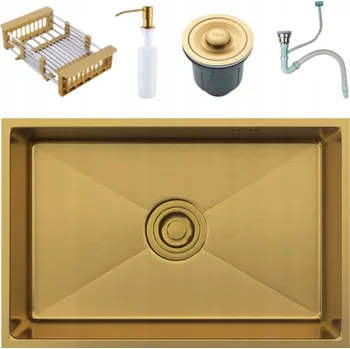 Granitový dřez Jednokomorový dřez Arizone Dřez Blanco ocel zlatý
