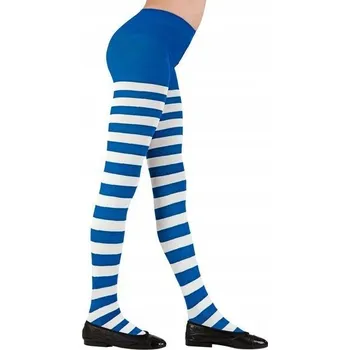 Dámské punčochy PUNČOCHÁČE S PRUHY BÍLO-MODRÉ VEL. 11-14