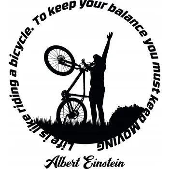 Samolepící dekorace NÁLEPKA CYKLISTA CITÁT EINSTEIN 38 X 42 cm