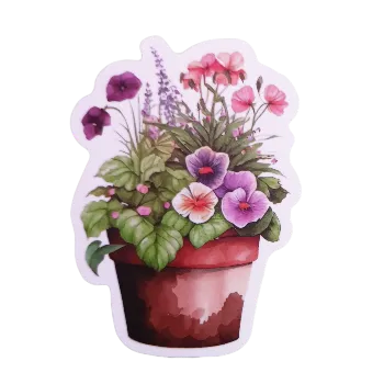 samolepka Samolepky - květiny v nádobě III (sada 5 ks)