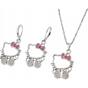 Náhrdelník Náhrdelník a Náušnice Sada pro Dívky s Kočičkou Hello Kitty Set
