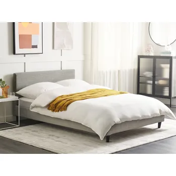 Přehoz na lůžko Náhradní potah na postel světle šedá látka 140 x 200 cm snímatelný pratelný ložnice Beliani