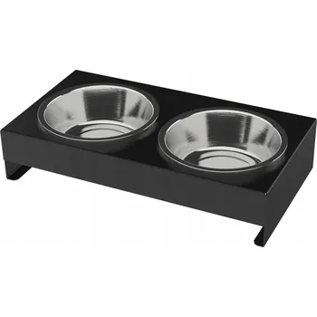 Miska pro psa Sada dvou kovových misek Domer, černá, 0,45 l