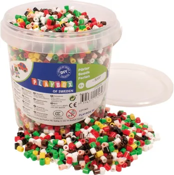 Dětské navlékací korálky Zažehlovací korálky-5000 korálků v kyblíku, vánoční barvy