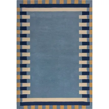 Koberec Modrý ručně tkaný vlněný koberec 120x170 cm Kai Wool Border – Flair Rugs ID_1726216