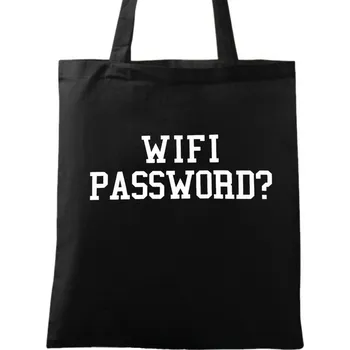Nákupní taška Bavlněná taška Wifi password? (Barva: Černá)