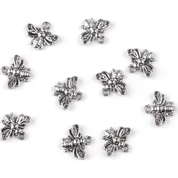 Kovový přívěsek / taháček na zip mini včelka 13x11 mm, barva 1 platina