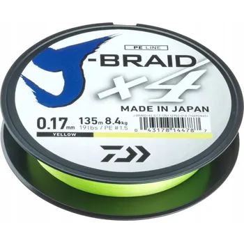 Rybářská šňůra Šňůra Daiwa J-Braid x4 žlutá 270 m 0,19 mm x 270 m