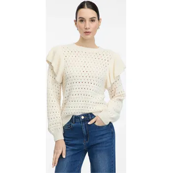 Dámský svetr Krémový dámský svetr s volány ORSAY - Dámské Orsay krémová 3250467