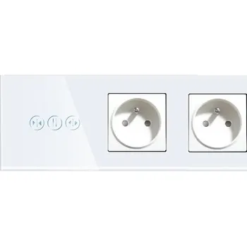 vypínač DOTYKOVÝ OVLADAČ ROLETY + 2x ZÁSUVKA SKLENĚNÝ PANEL