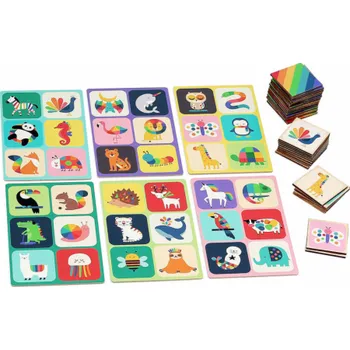 Dřevěná hračka Vilac Dřevěné bingo duhová zvířata