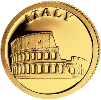 Římské Koloseum - mince z ryzího zlata, Proof