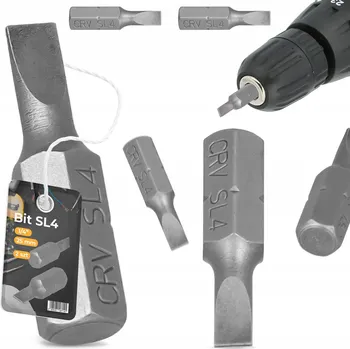 Bit BIT ŠROUBOVÁKU SL4 25mm Plochý MAGNETICKÝ Šroubovací 1/4 Krátký
