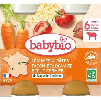 Babybio BIO Zelenina s těstovinami na boloňský způsob s farmářským hovězím masem (2×200 g)