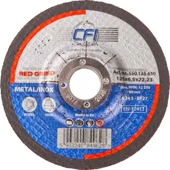 Brusný kotouč CFI BRUSNÝ KOTOUČ 125X6.5MM RED GRIND METAL NEREZOVÁ OCEL KOLO DISK