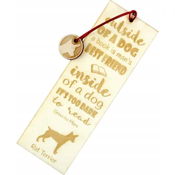 Doplněk ke knize Rat Terrier - gravírovaná záložka do knihy se psem, jméno psa